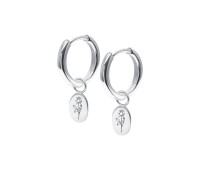 Rose Birth Flower Silver Huggie Earring Charms HO-2712